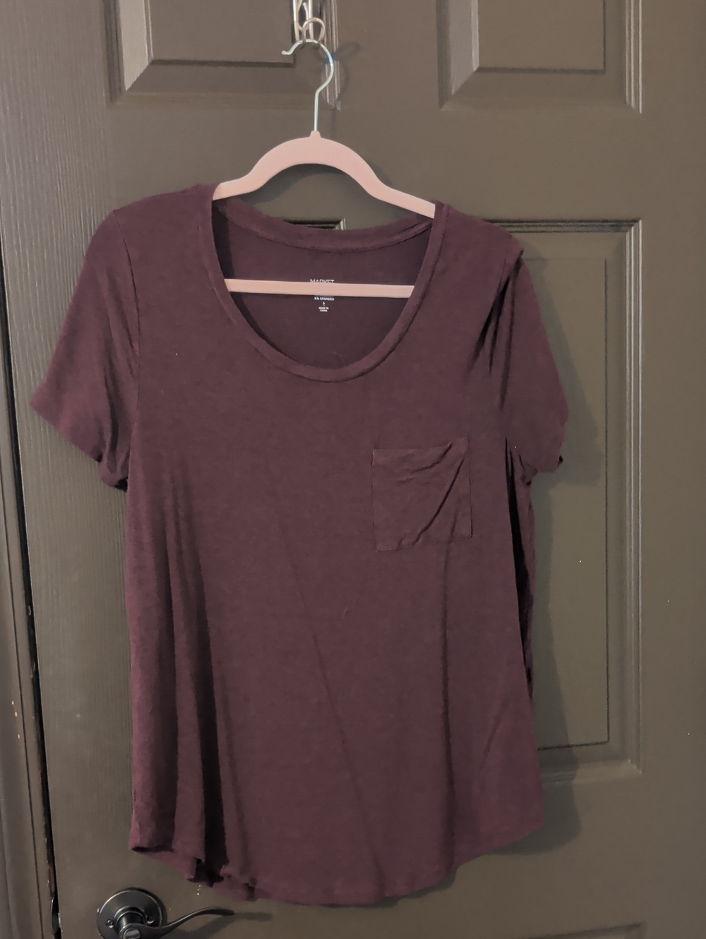 Market & Spruce Plum Scoop Neck Pocket Tee